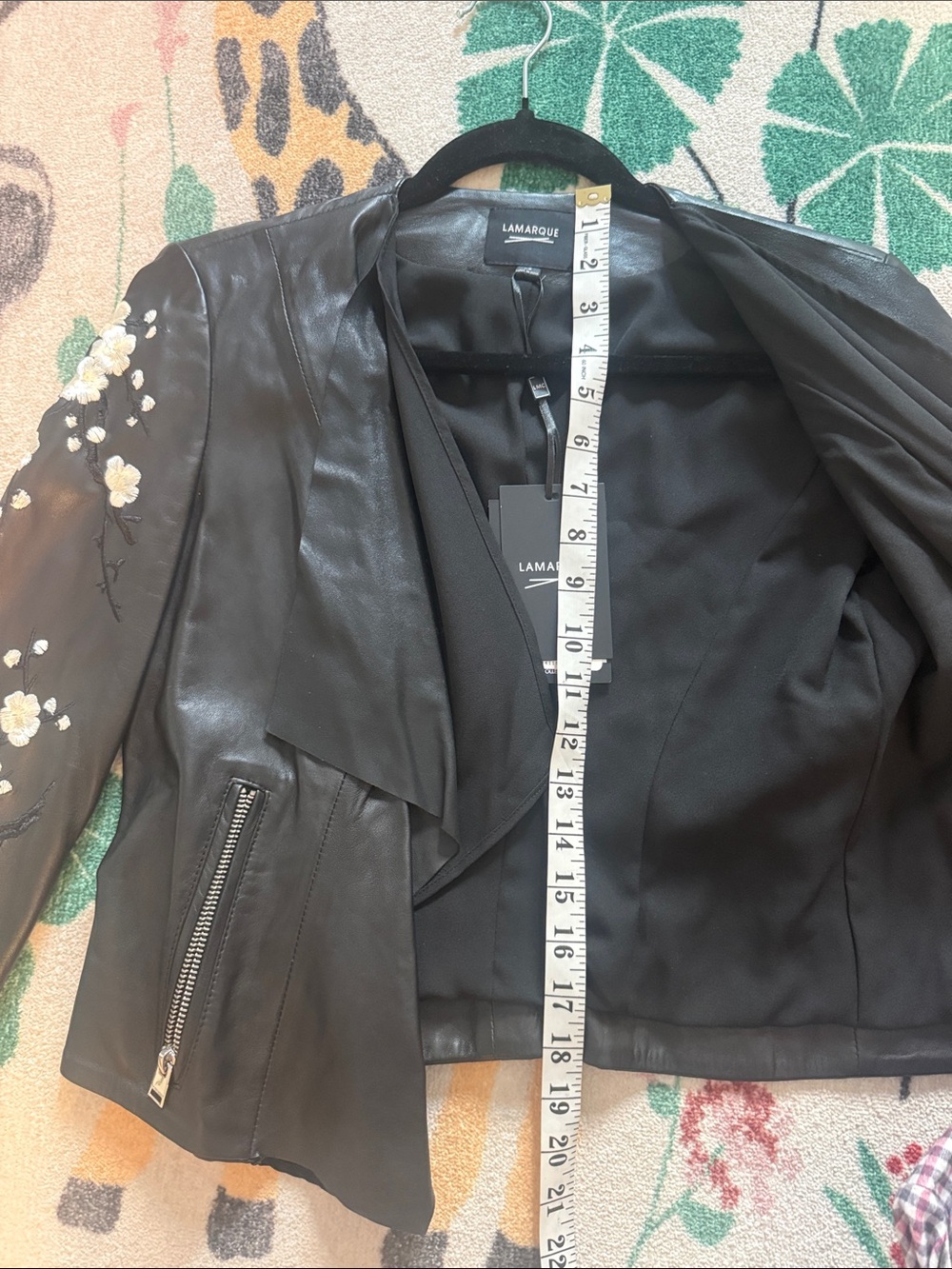NWT Lamarque floral embroidered Zura Cascade vegan leather jacket - Picture 15 of 15